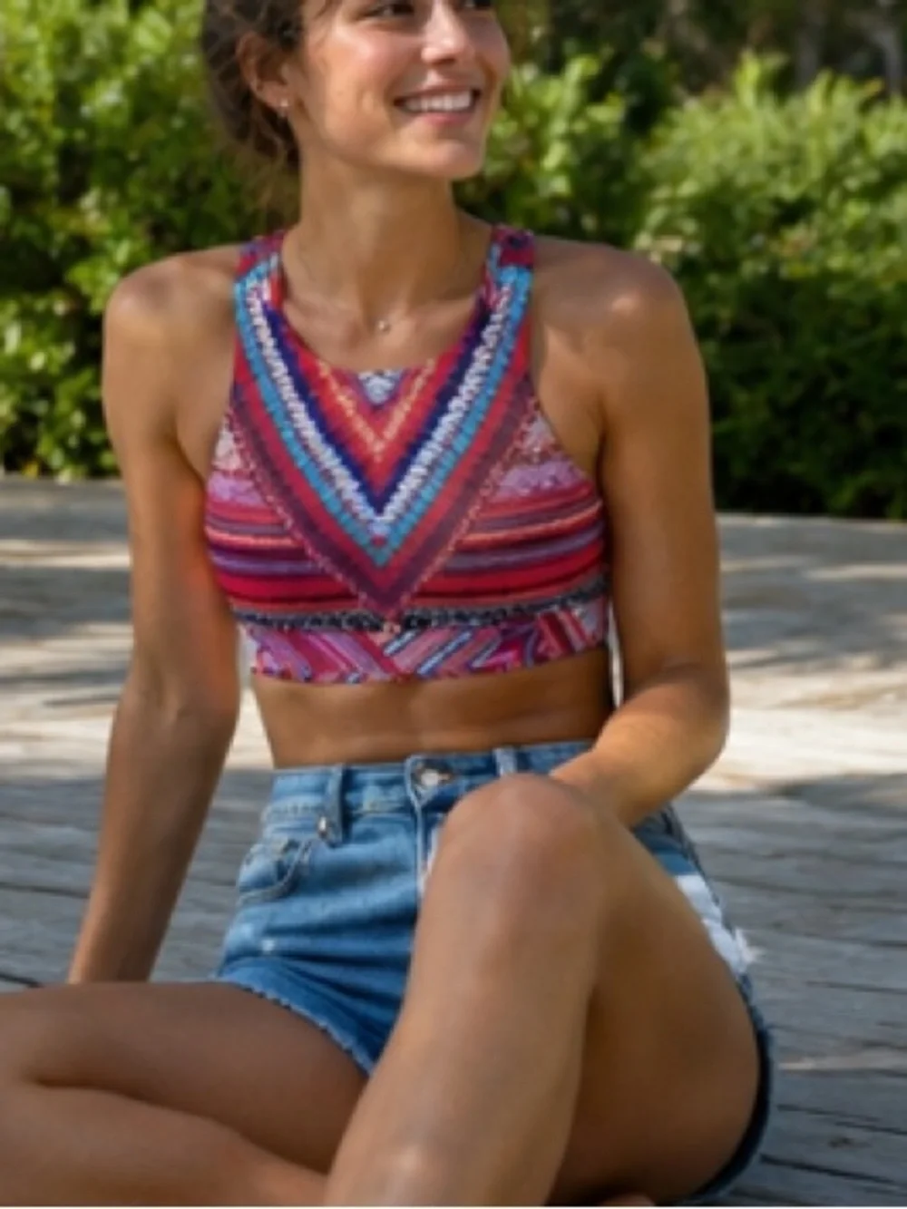 Seafolly Desert Tribe Bikini Top, Size Small